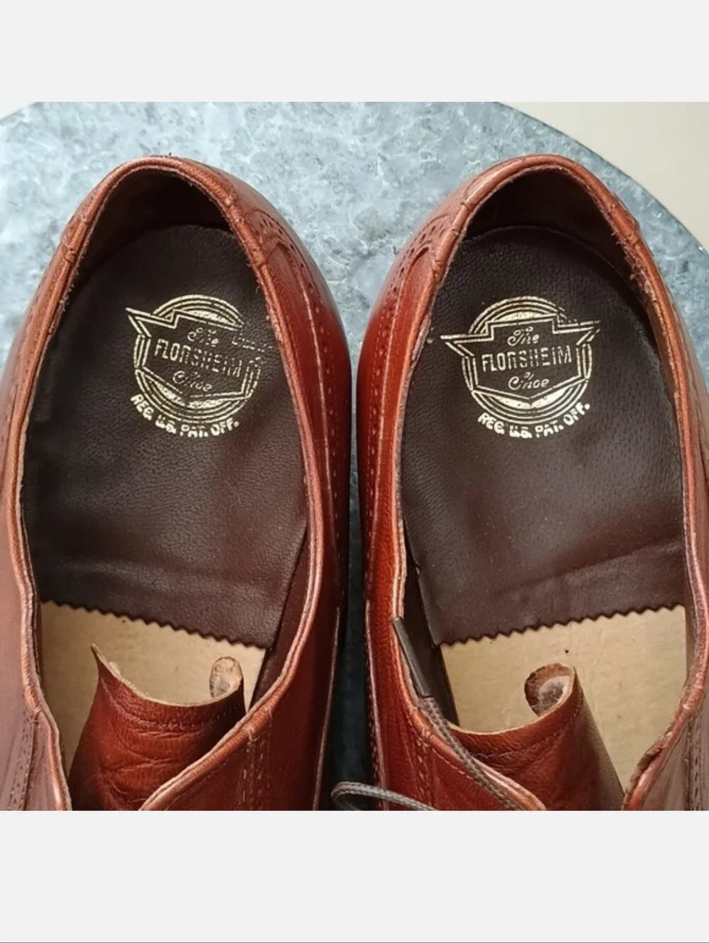Florsheim Brown Leather Men's Wingtip Oxfords 10.5 D Cognac